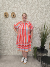 Jurk Amalia print aztec Oranje t/m 48