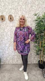 Tuniek Carhowdy 3/4 print lavendel paisley t/m 54
