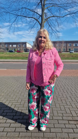 Palazzo Pants Carclea print Sport Flower Deep Mint