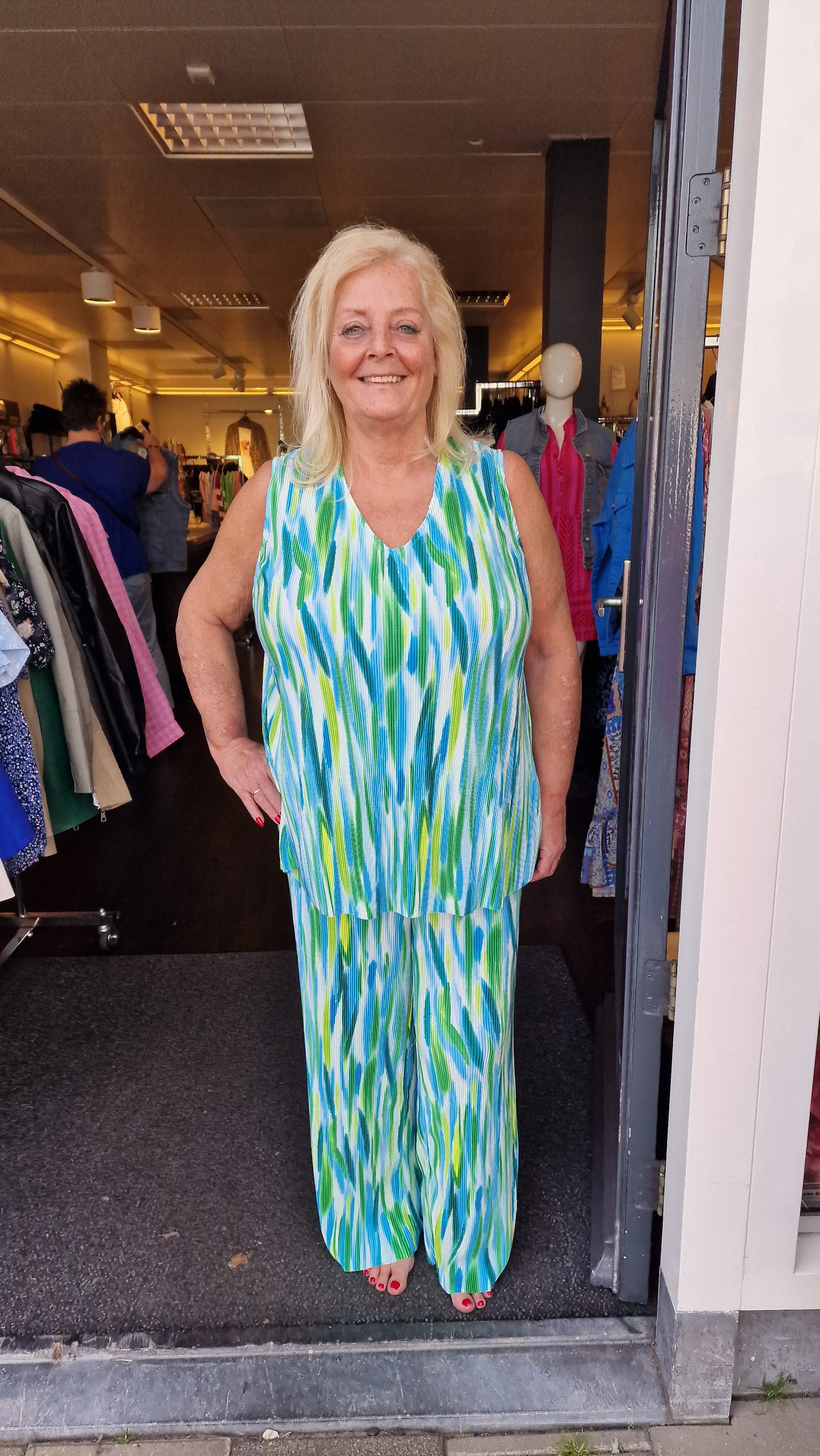 Plisse Wide Pants Carlisseta print Blur Clear Sky
