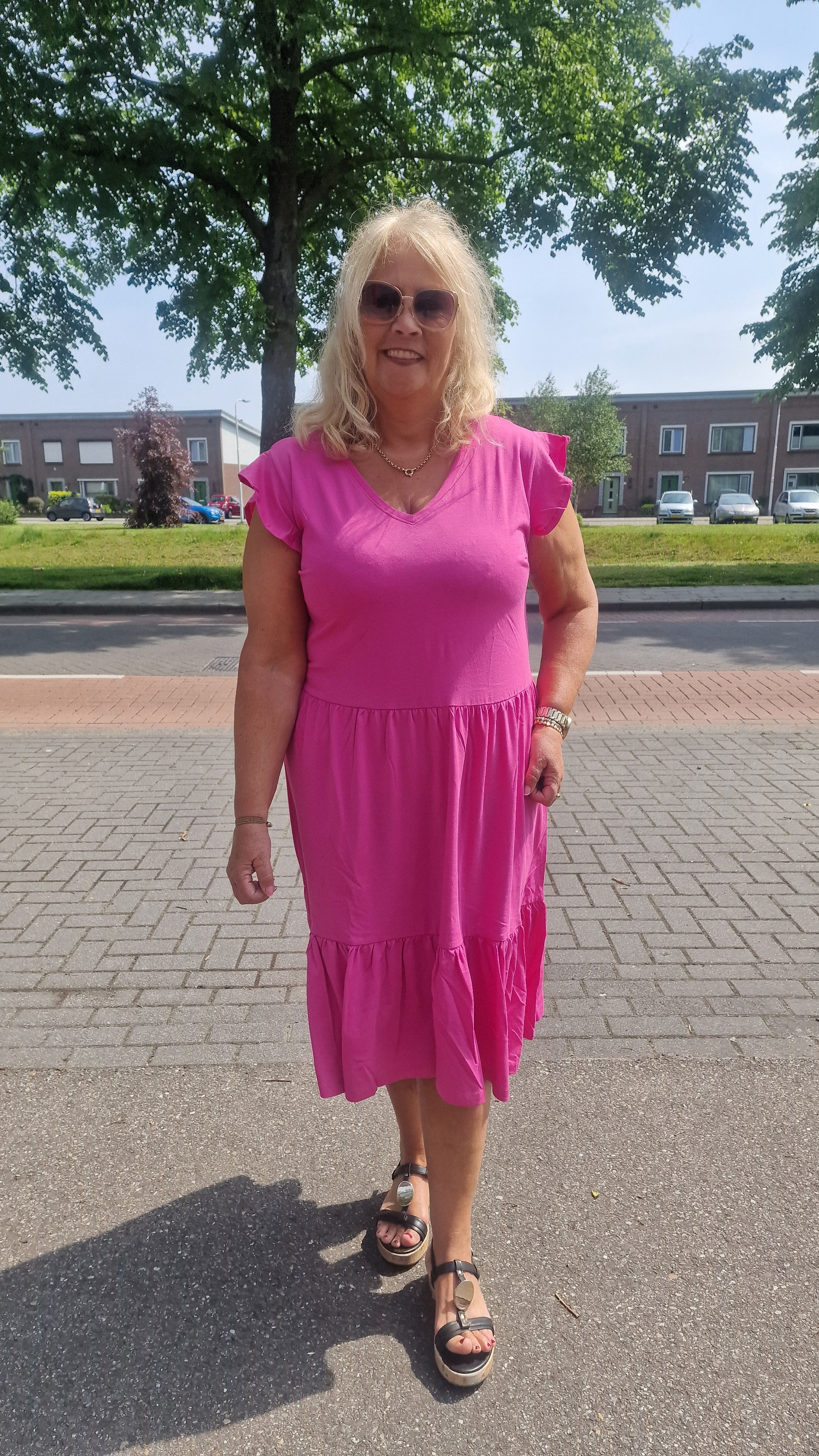 Frill Dress Carmay Raspberry Rose