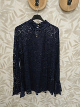 Kanten Shirt Donker Blauw  t/m 50
