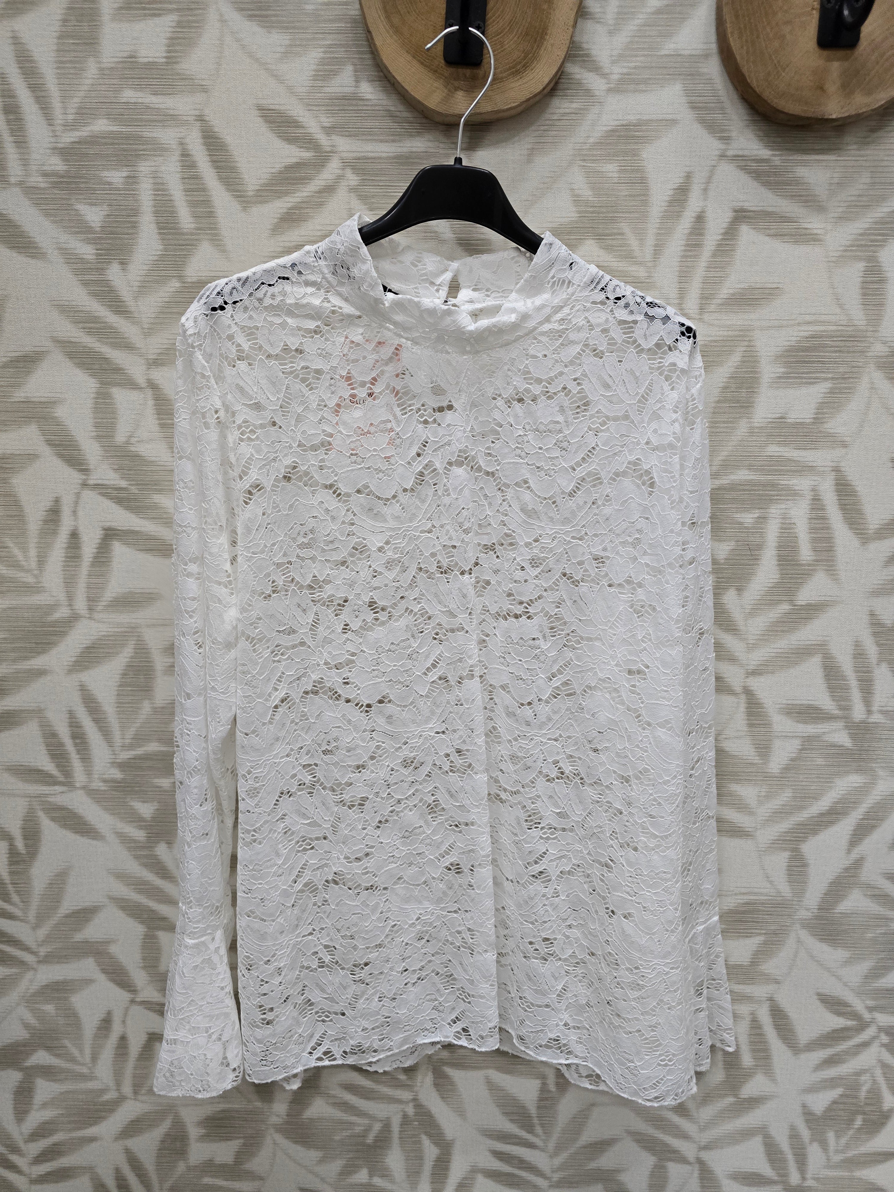 Kanten Shirt Wit t/m 50