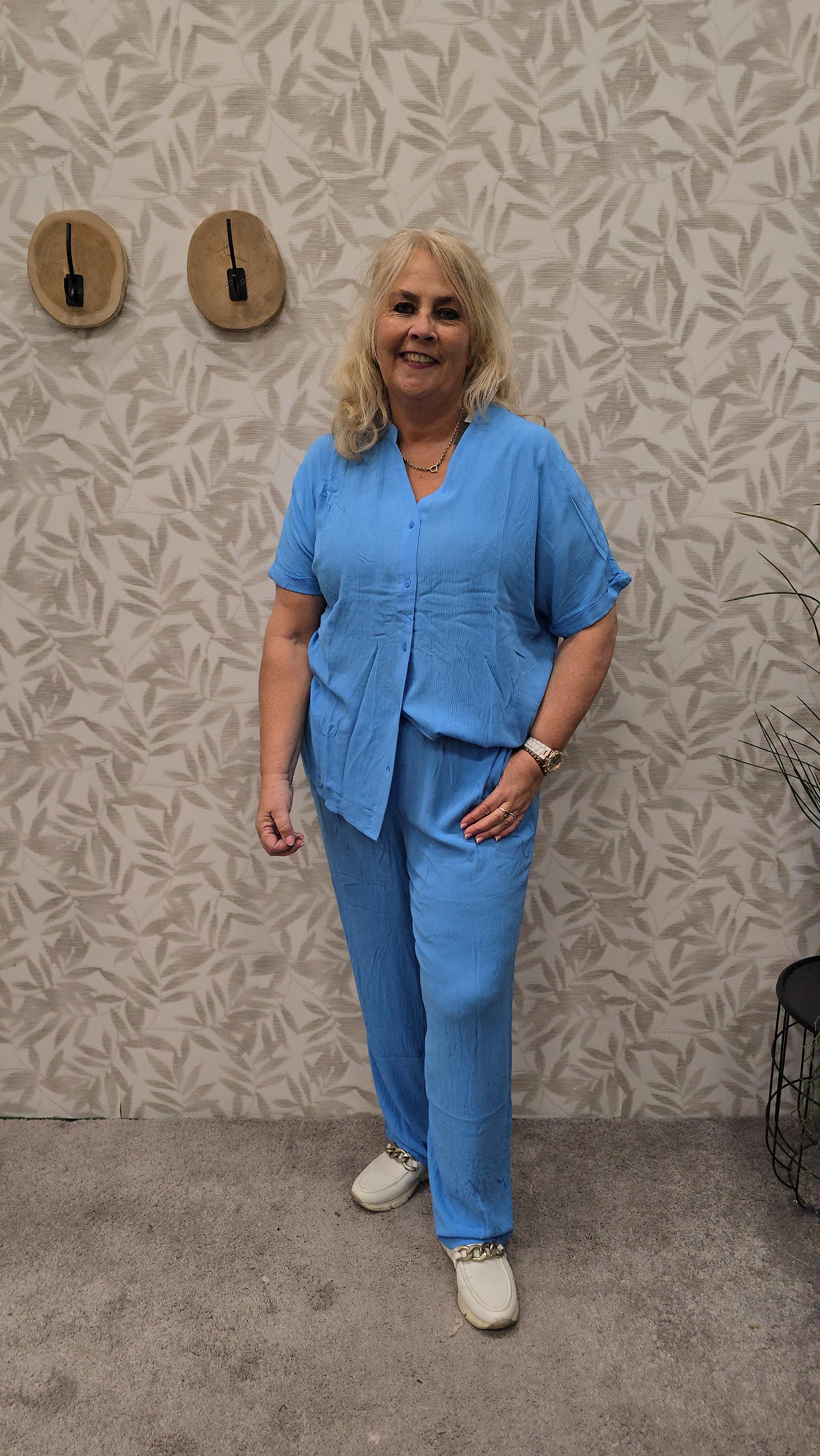 Broek Carrowa effen Azure Blue