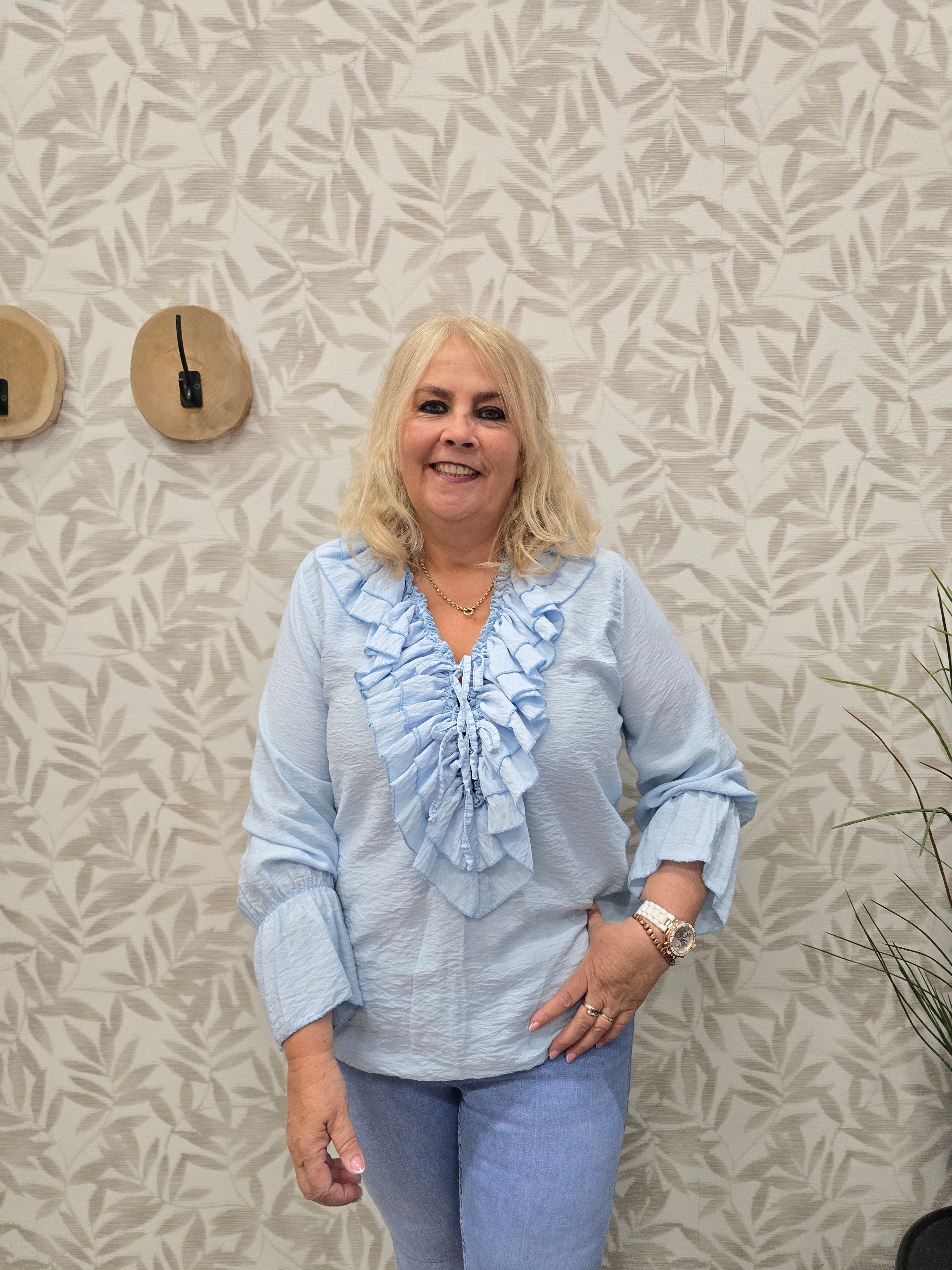 Roezel Blouse York Licht Blauw t/m 46