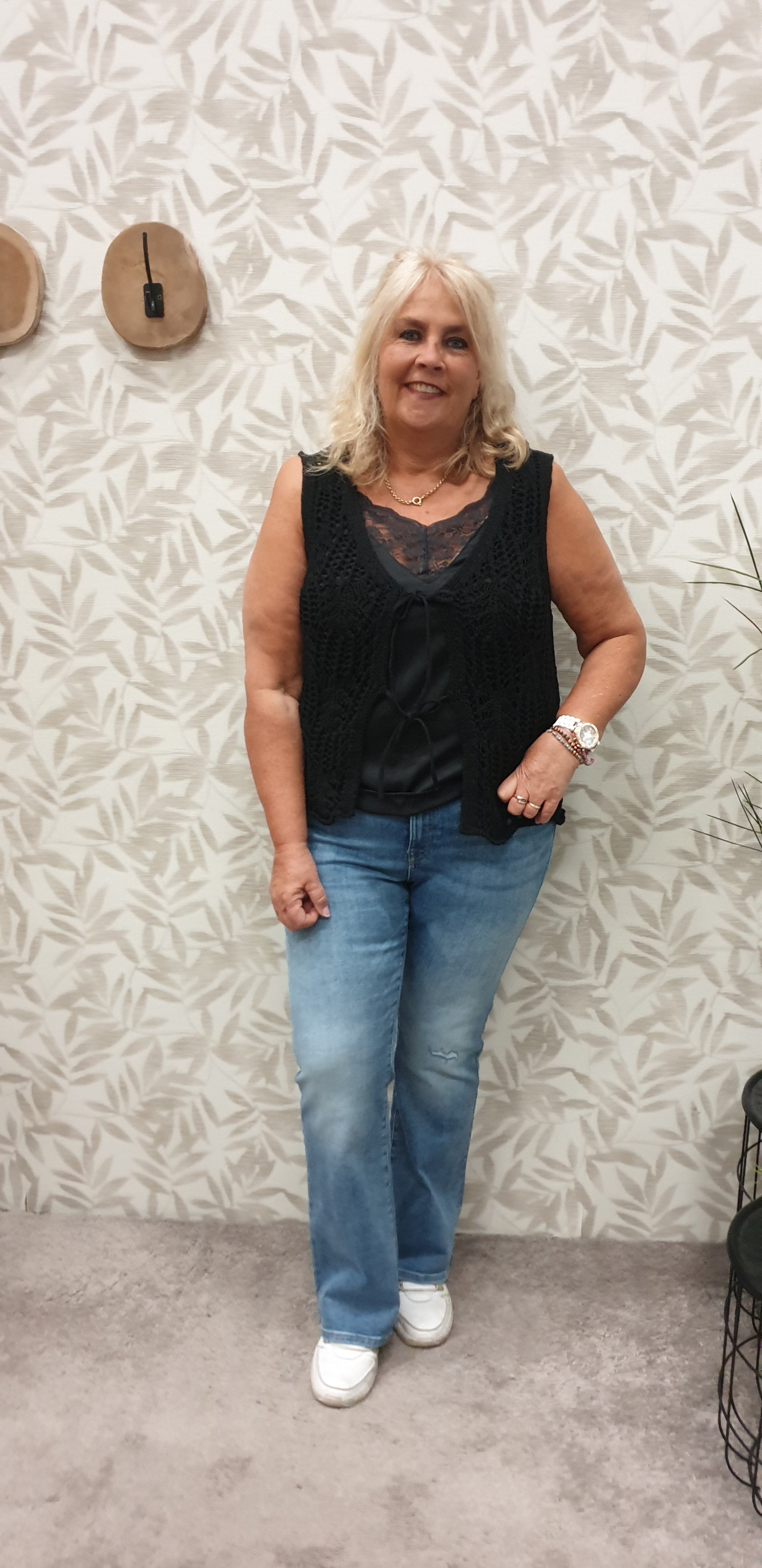 gehaakt mouwloos vest Carlizzy Black