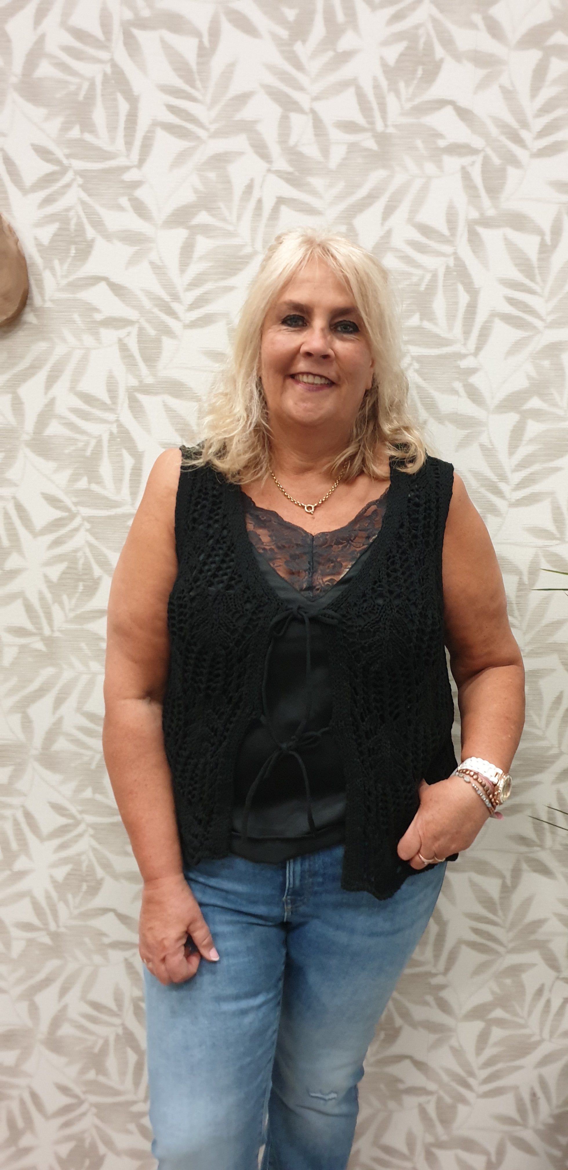 gehaakt mouwloos vest Carlizzy Black