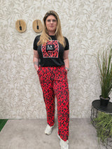 Wide Broek Carharmony Poppy red/Upscaled leo