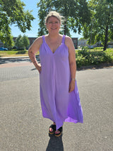 Jurk Sandra effen Lila t/m 50