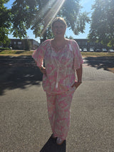 2 delige Set Palmie print Licht Roze t/m 52