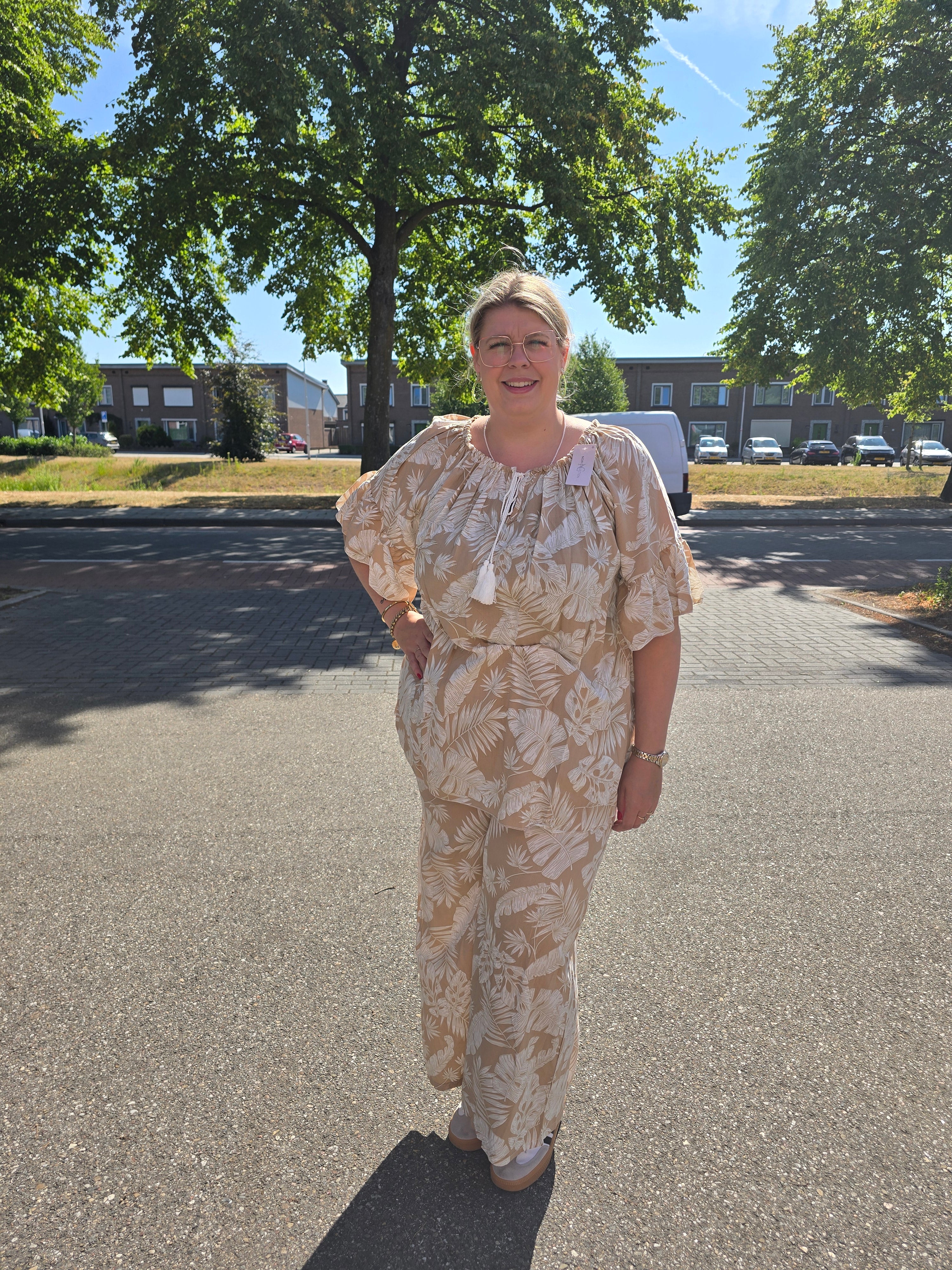 2 delige Set Palmie print Beige t/m 52