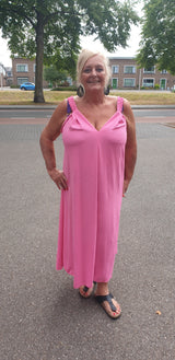 Jurk Sandra effen roze t/m 50