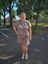 2 delige Plisse Set Taupe t/m kleine 52