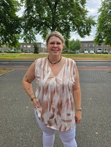 Top Olly print Beige t/m 54
