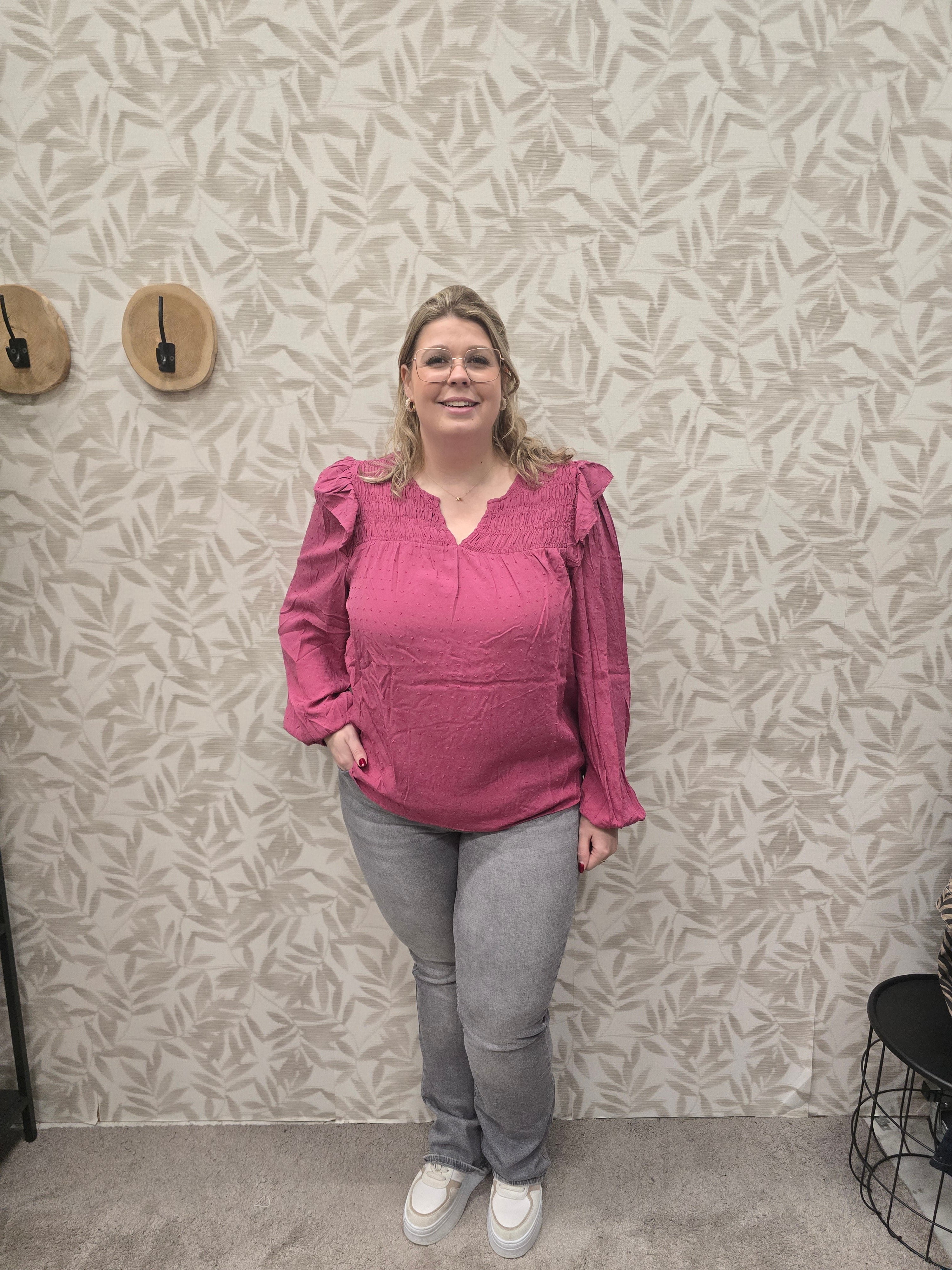 Blouse Carlida smock rose wine