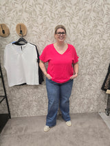 Shirt korte mouw Carmetta V-neck Raspberry