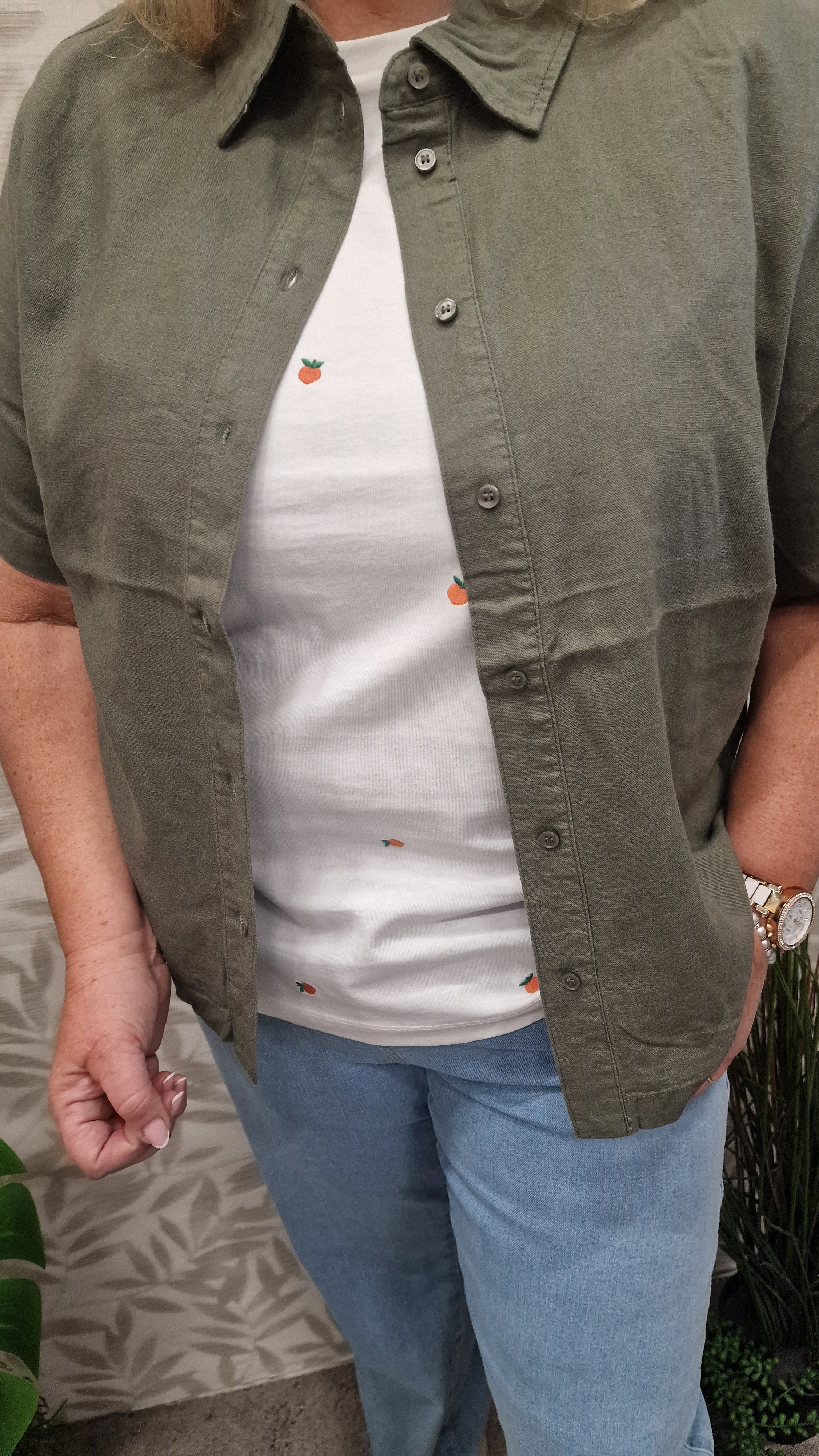 Blouse Korte Mouw Cargoa Smokey Olive