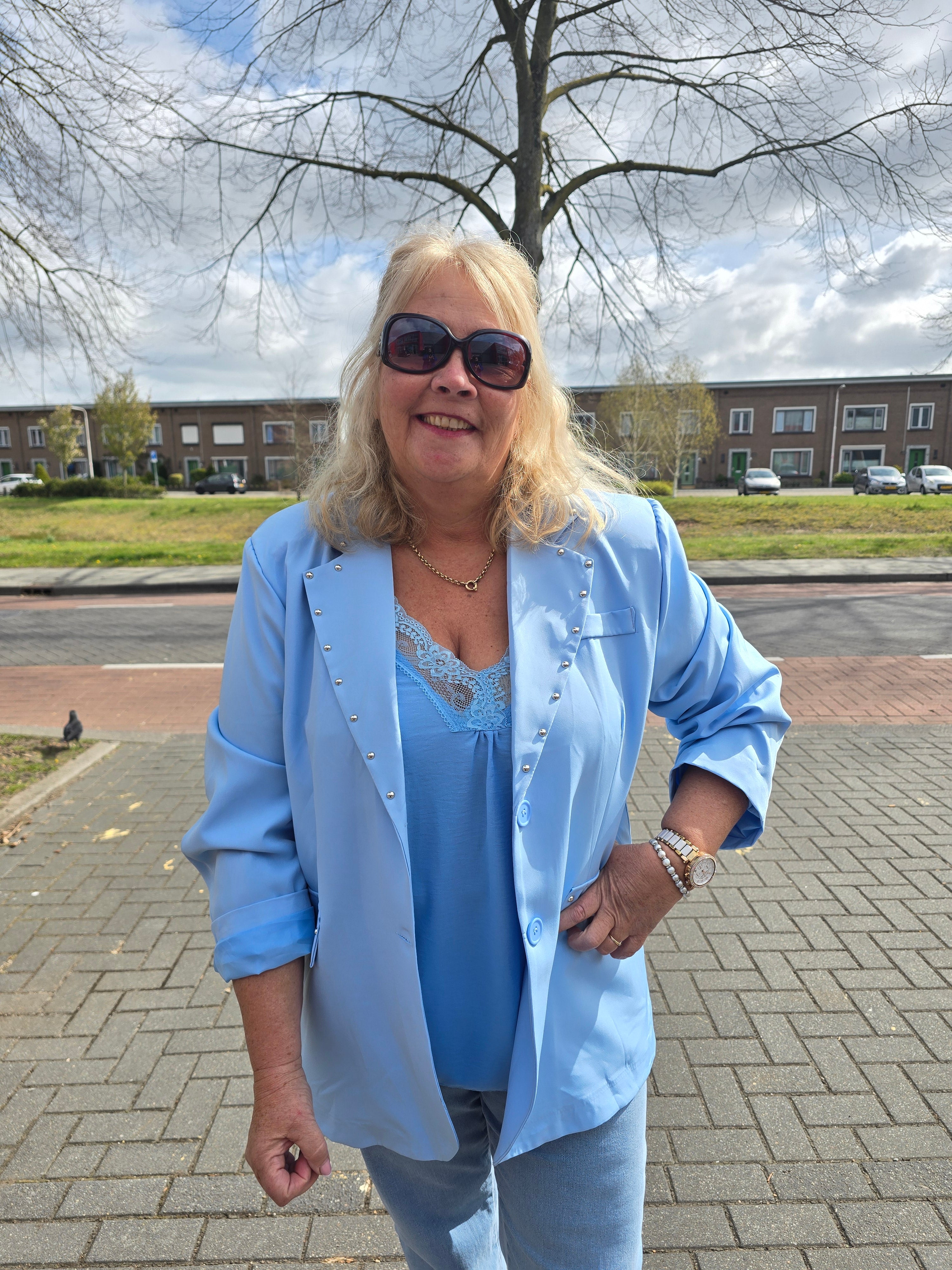 Blazer met stuts Licht Blauw  t/m 50 kleine 52