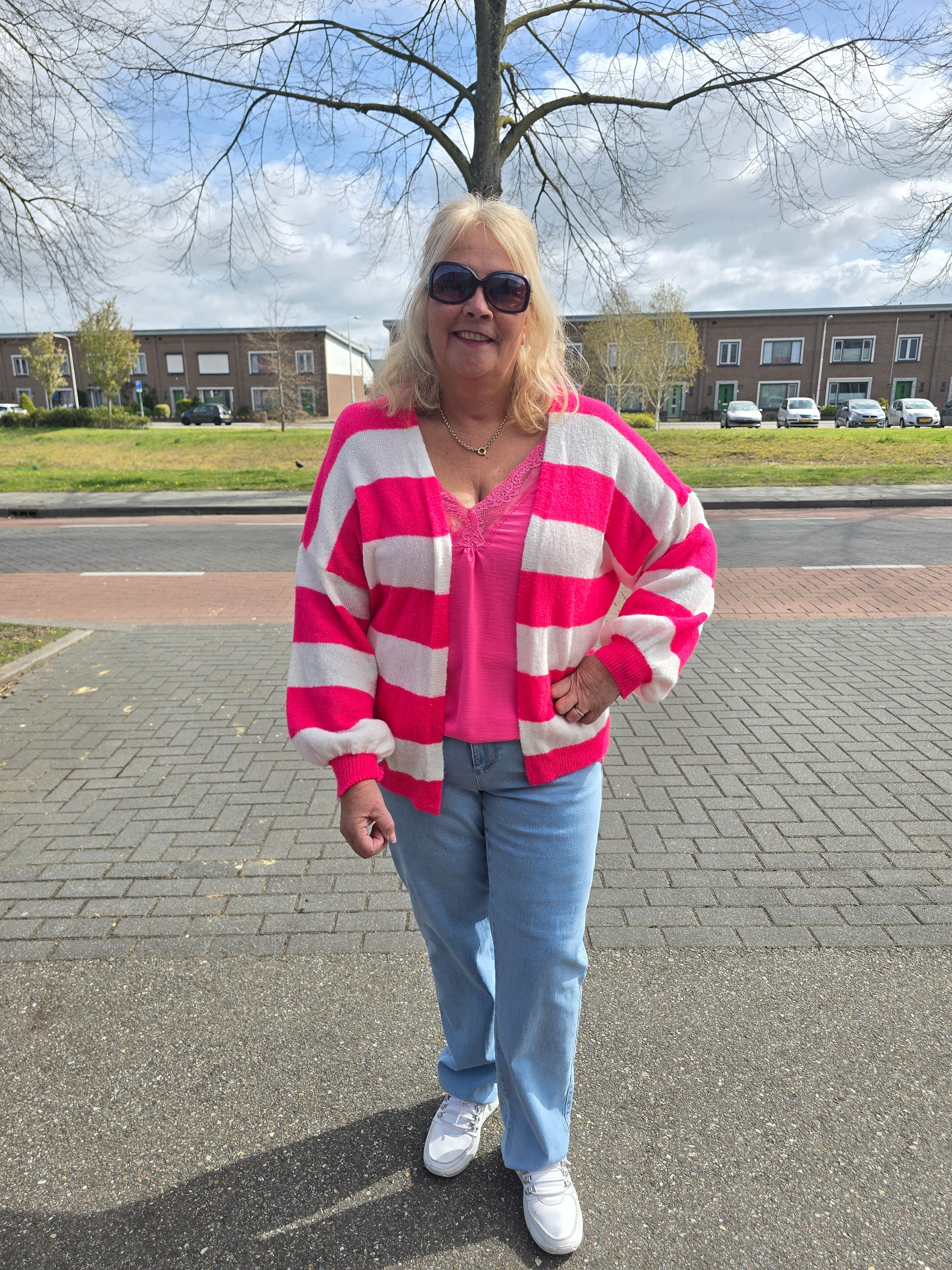 Vest met streep Dinie Fuchsia t/m 48