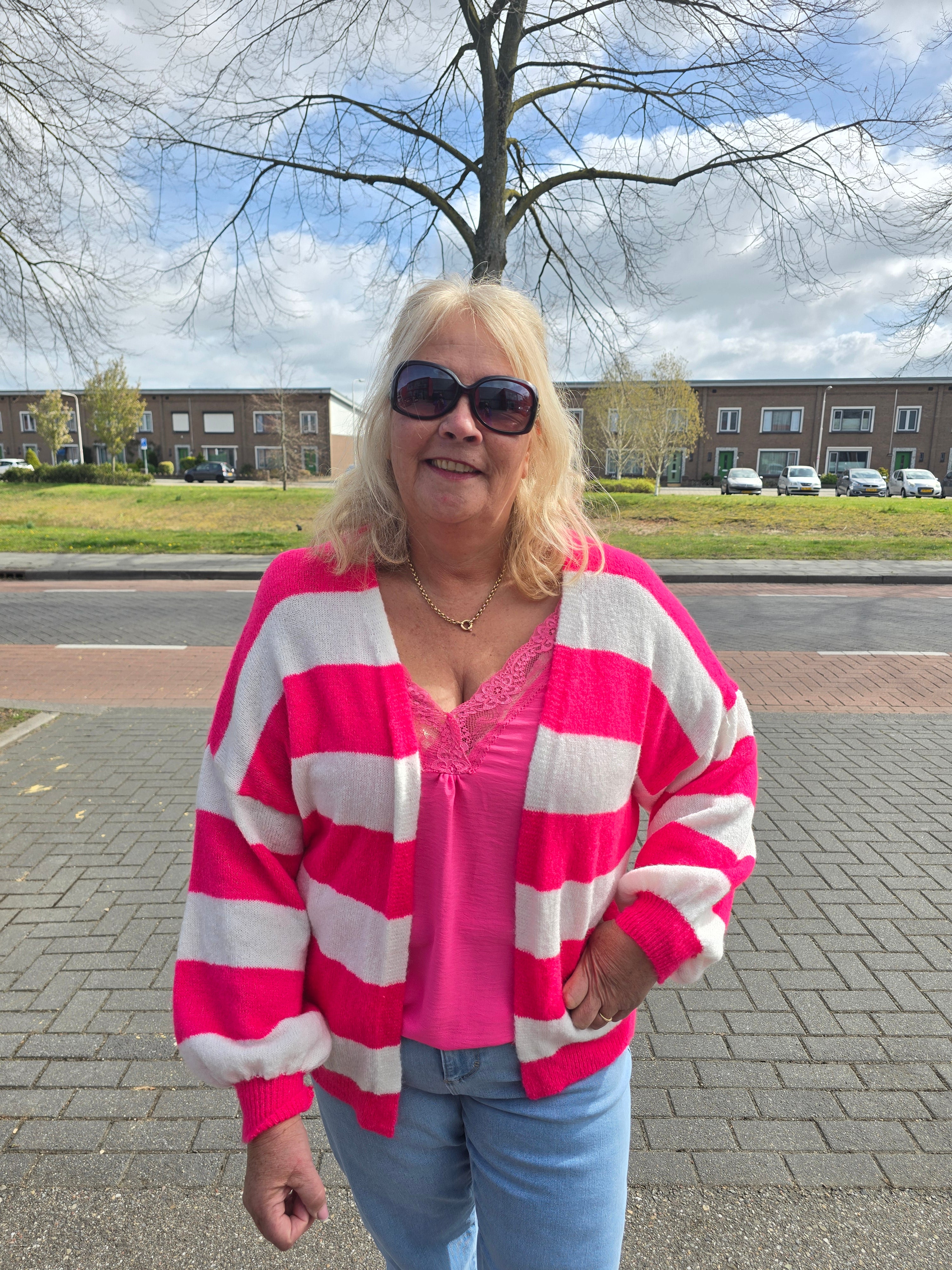 Vest met streep Dinie Fuchsia t/m 48