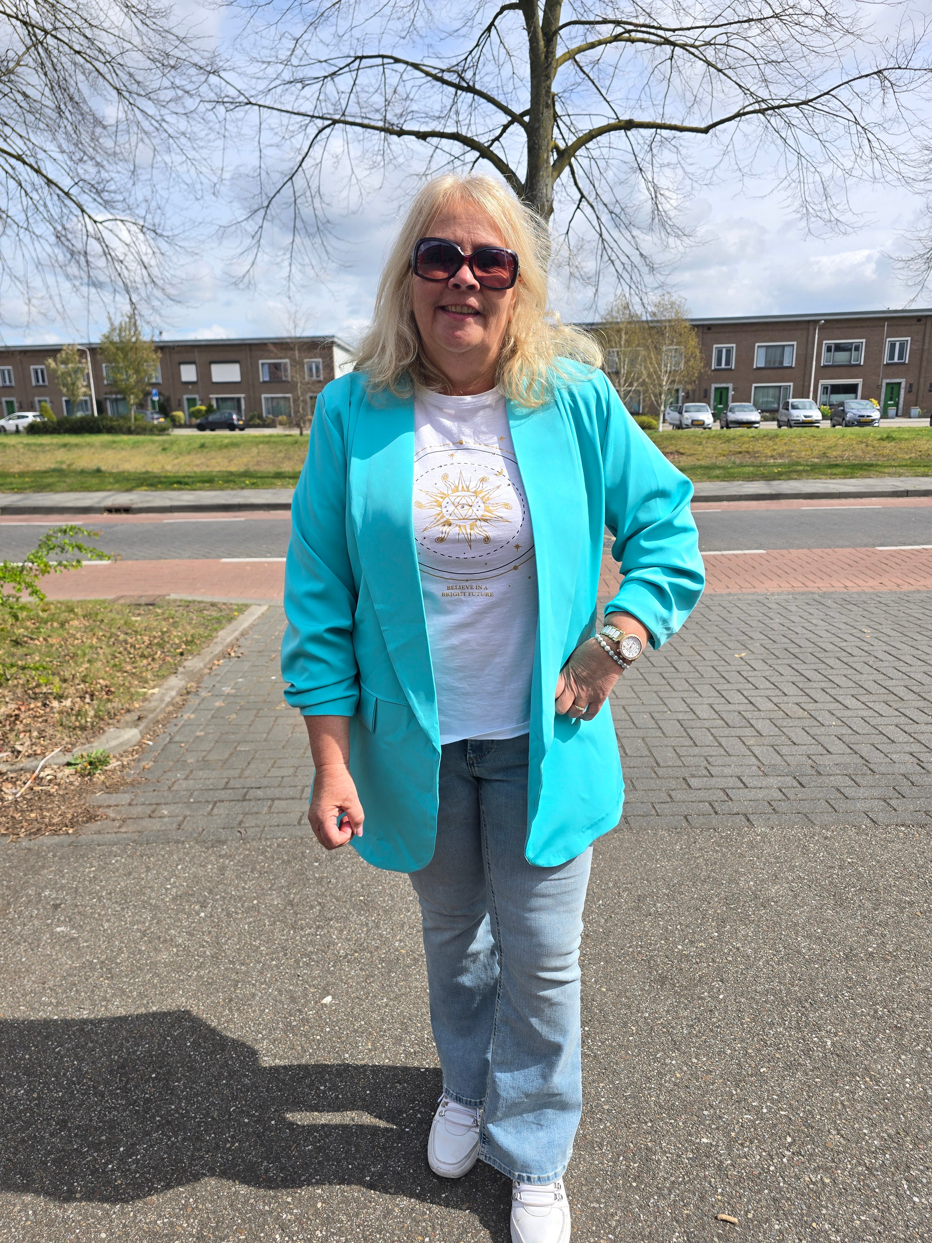 Big Blazer Jenny Aqua- Mint t/m 50