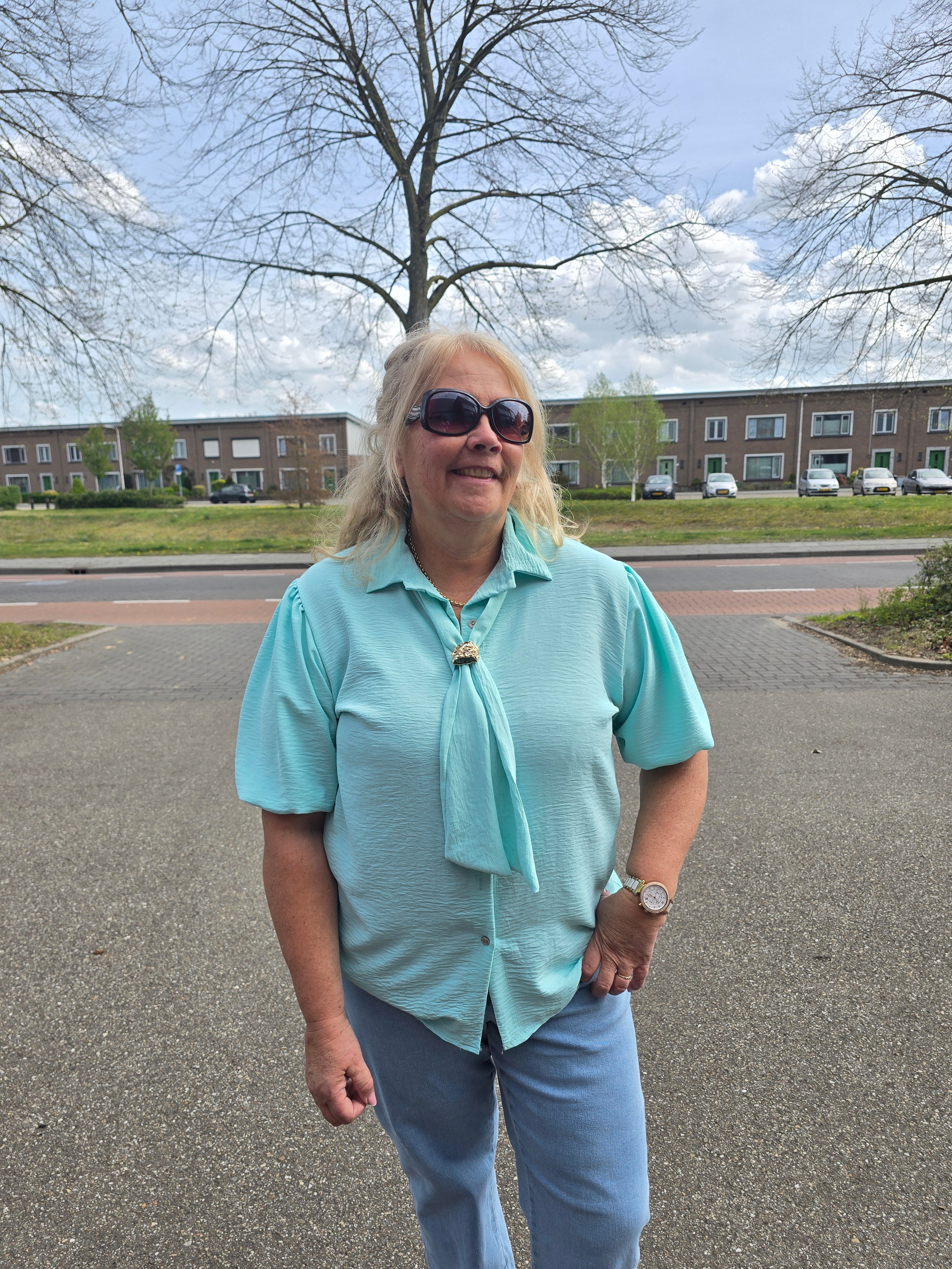 Blouse met sjaal Mint t/m 48