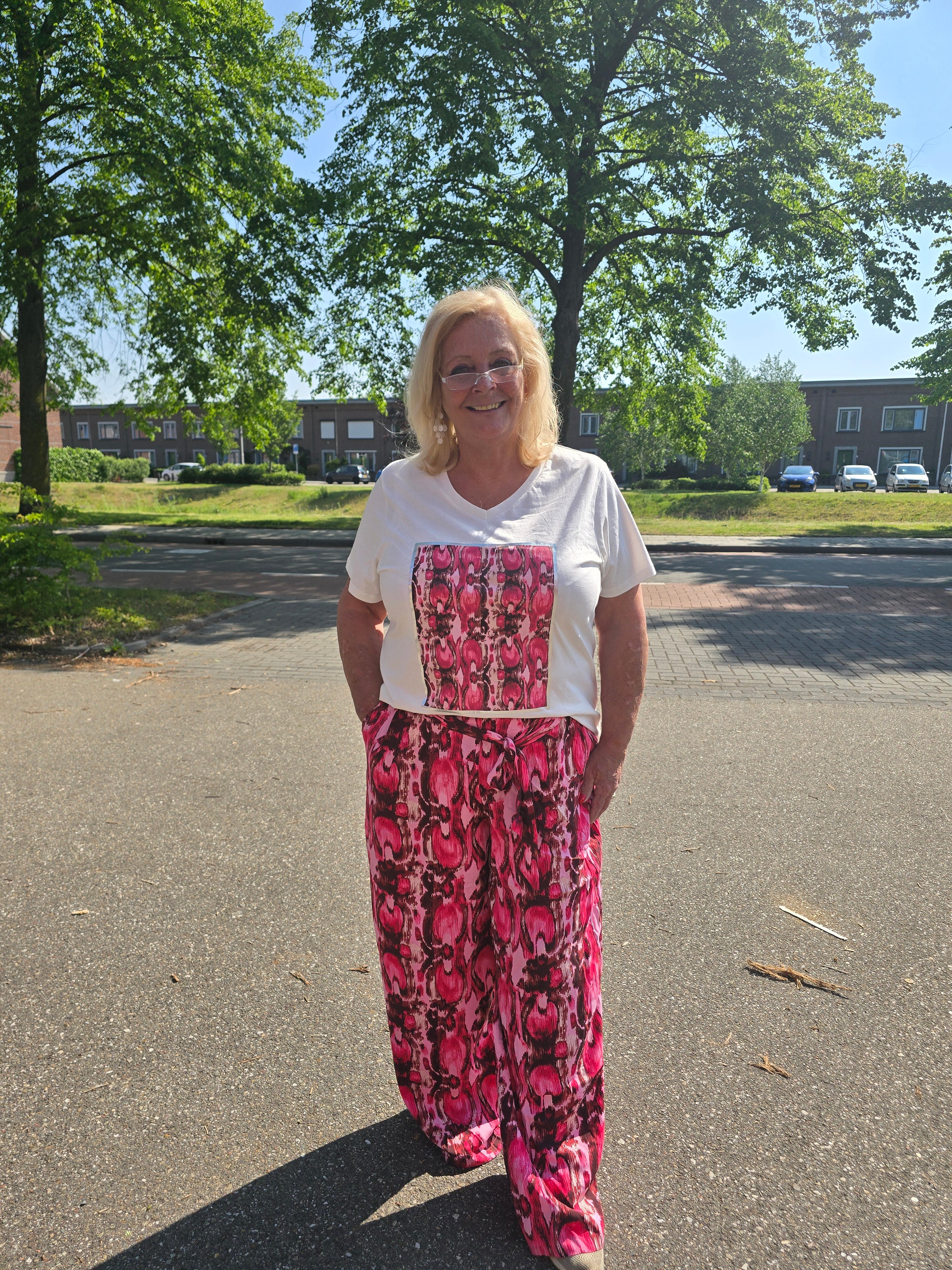 Straight Broek Carshilla Print Splash Rose Rosebloom