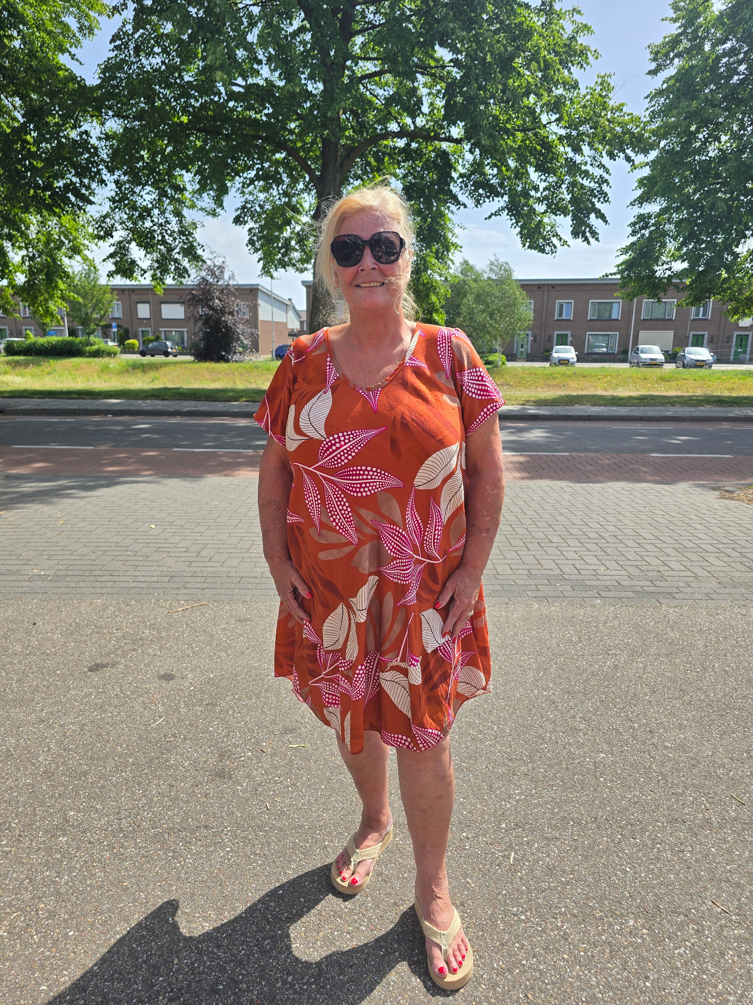 A - Lijn Jurk Gia print Roest t/m 52
