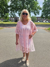 Poncho Ibiza Lace Licht Roze t/m 56