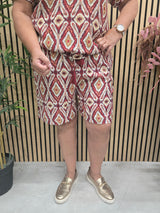 Short Carmikasi Print Abstact Brick Red
