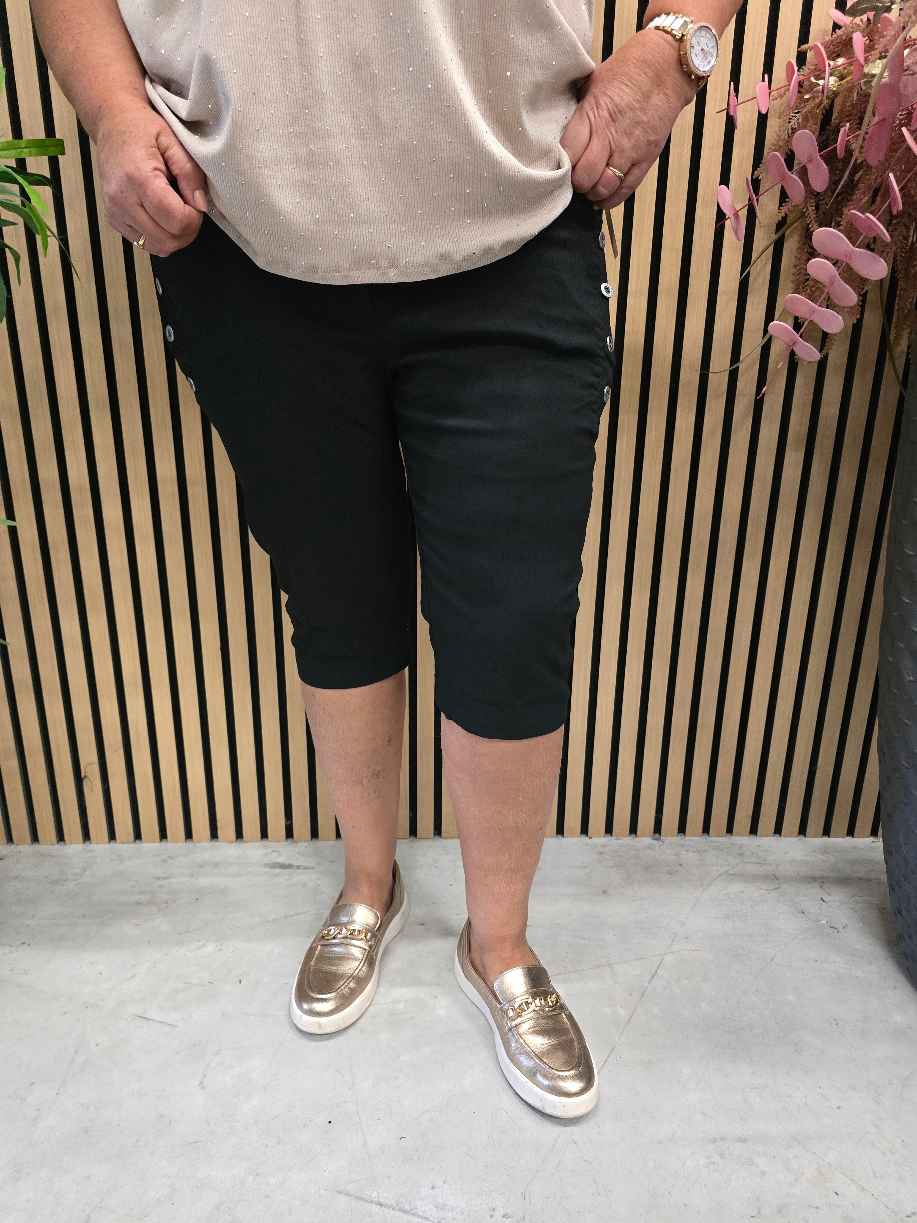 Korte Broek Button Zwart t/m 50