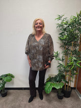 Blouse Carsoey zebra Glitter Taupe Gray