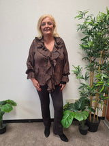Frill Blouse Careleni Jacquard Coffe Bean