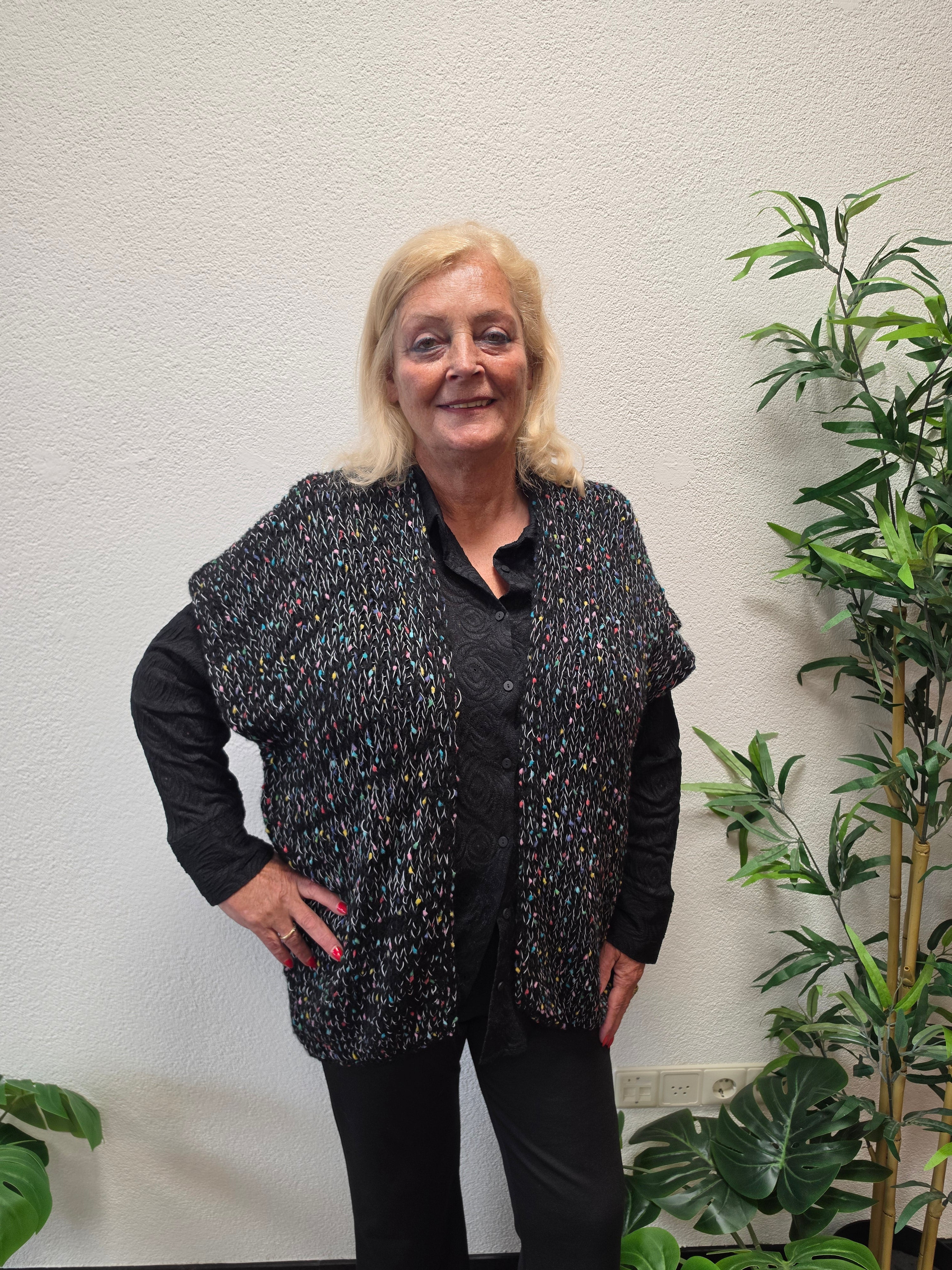 Gemalleerd Mouwloos Vest Kira Zwart t/m 52
