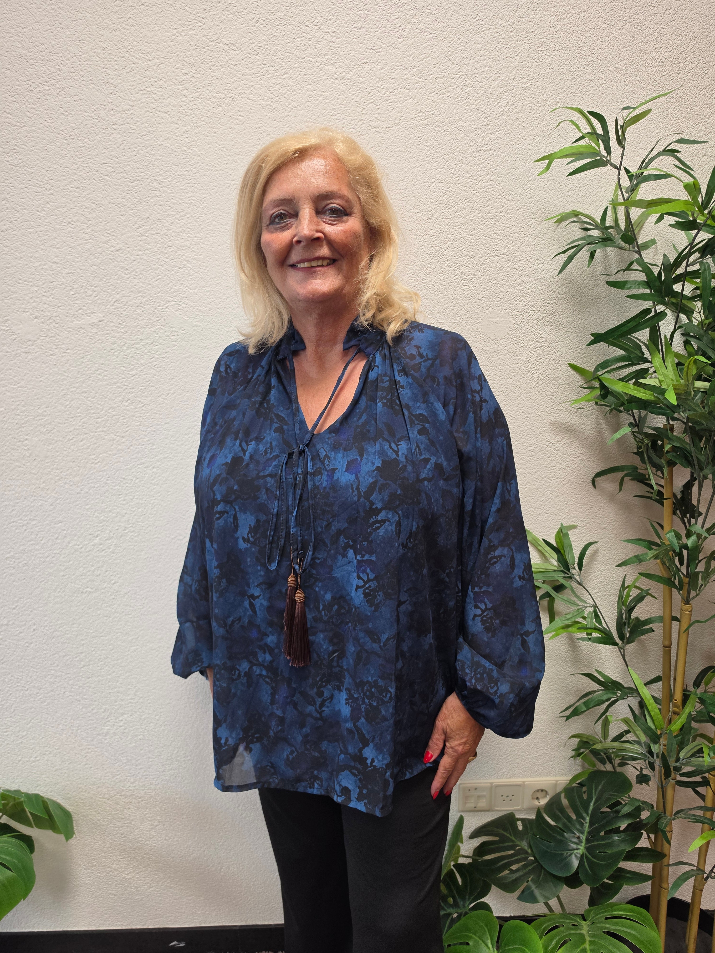 Blouse Ginger print Flower Blauw t/m 52