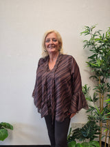 Blouse Shimmy print Donker Bruin t/m 50