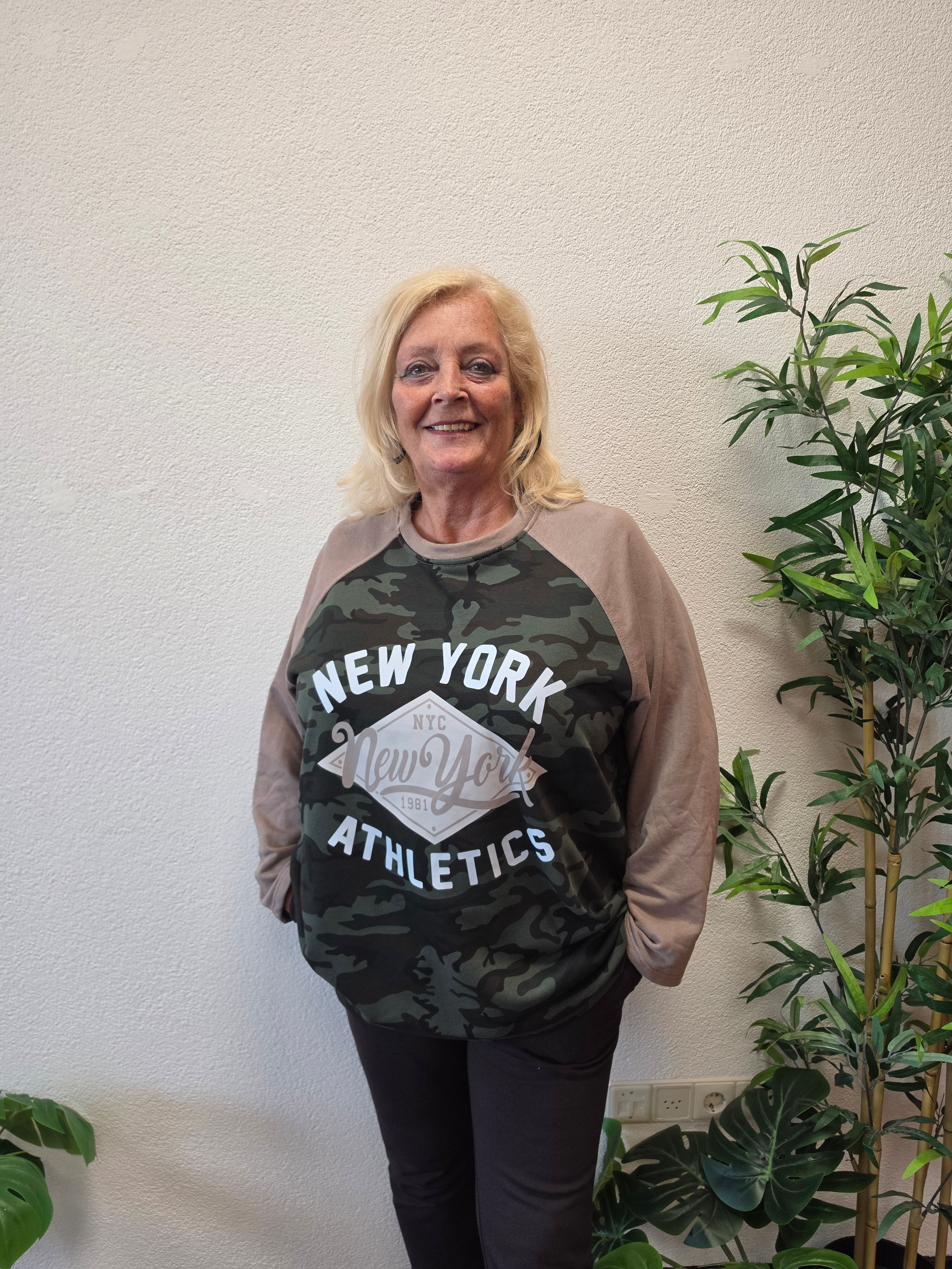Sweat Shirt New York Army Taupe t/m 50