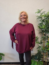 Sweat Trui met franjes Bordeaux t/m 54