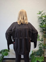 Sweat Trui met franjes Donker Bruin t/m 54