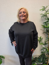 Sweat Trui met franjes Zwart t/m 54