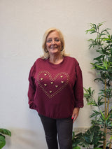 Sweat Trui Stut Hart Bordeaux t/m 48