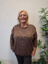 Sweat Trui Stut Hart Donker Bruin t/m 48