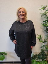 Sweat Tuniek Sparky Glitter Zwart t/m 50