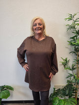 Sweat Tuniek Sparky Glitter  Donker Bruin t/m 50