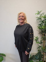 Sweat Trui Stut op de mouw Hart Zwart t/m 48
