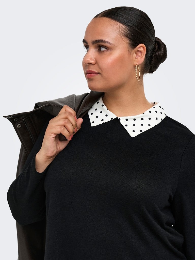Dunne Trui Caralba met kraag Dot Black