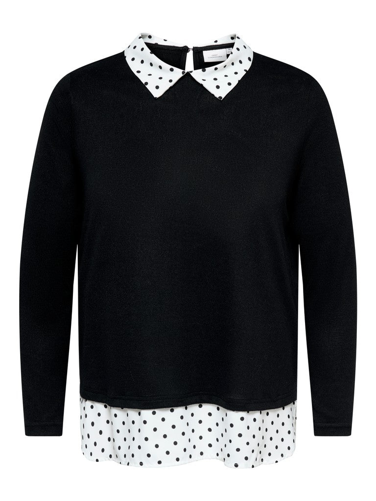 Dunne Trui Caralba met kraag Dot Black