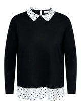 Dunne Trui Caralba met kraag Dot Black