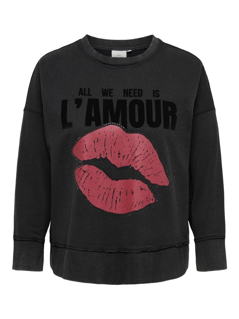 Sweat Trui Carisolde Lipa ? Amour Black Acid washing