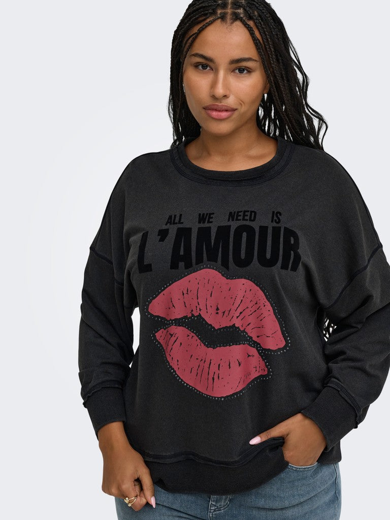 Sweat Trui Carisolde Lipa ? Amour Black Acid washing
